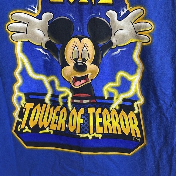 VTG 90s Tower Terror Tee Disney Mickey Mouse T-Shirt Blue Med Twilight Zone - Picture 5 of 16